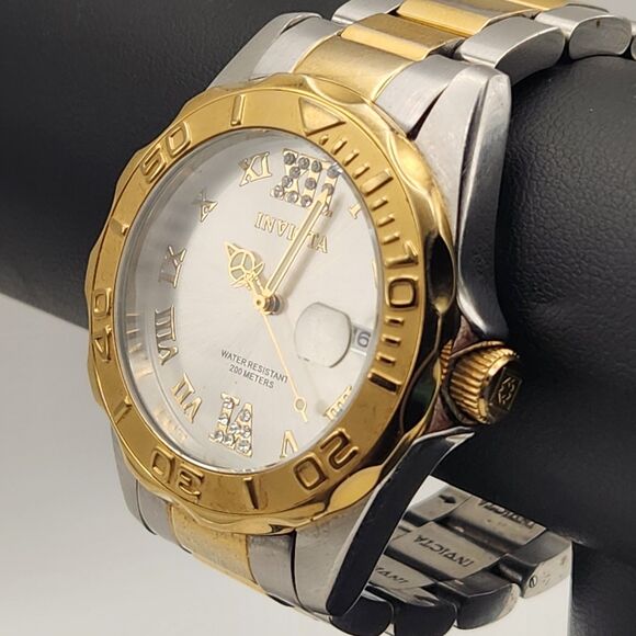 Invicta Pro Diver Women\'s Watch 12852 38mm Silver Dial/Gold Bezel NEEDS BATTERY main image 4